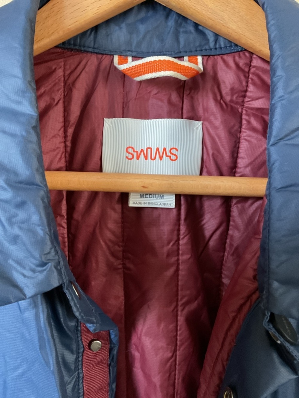 SWIMS Men's Navy Lightweight Shirt Jacket with Burgundy Interior - Picture 2 of 7